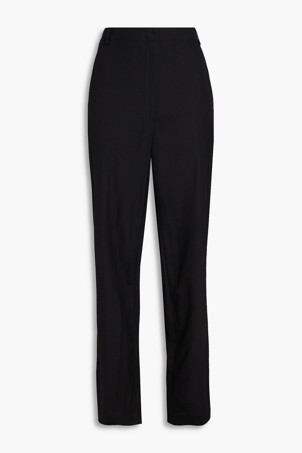 Tibi Wool-twill Straight-leg Trousers In Black