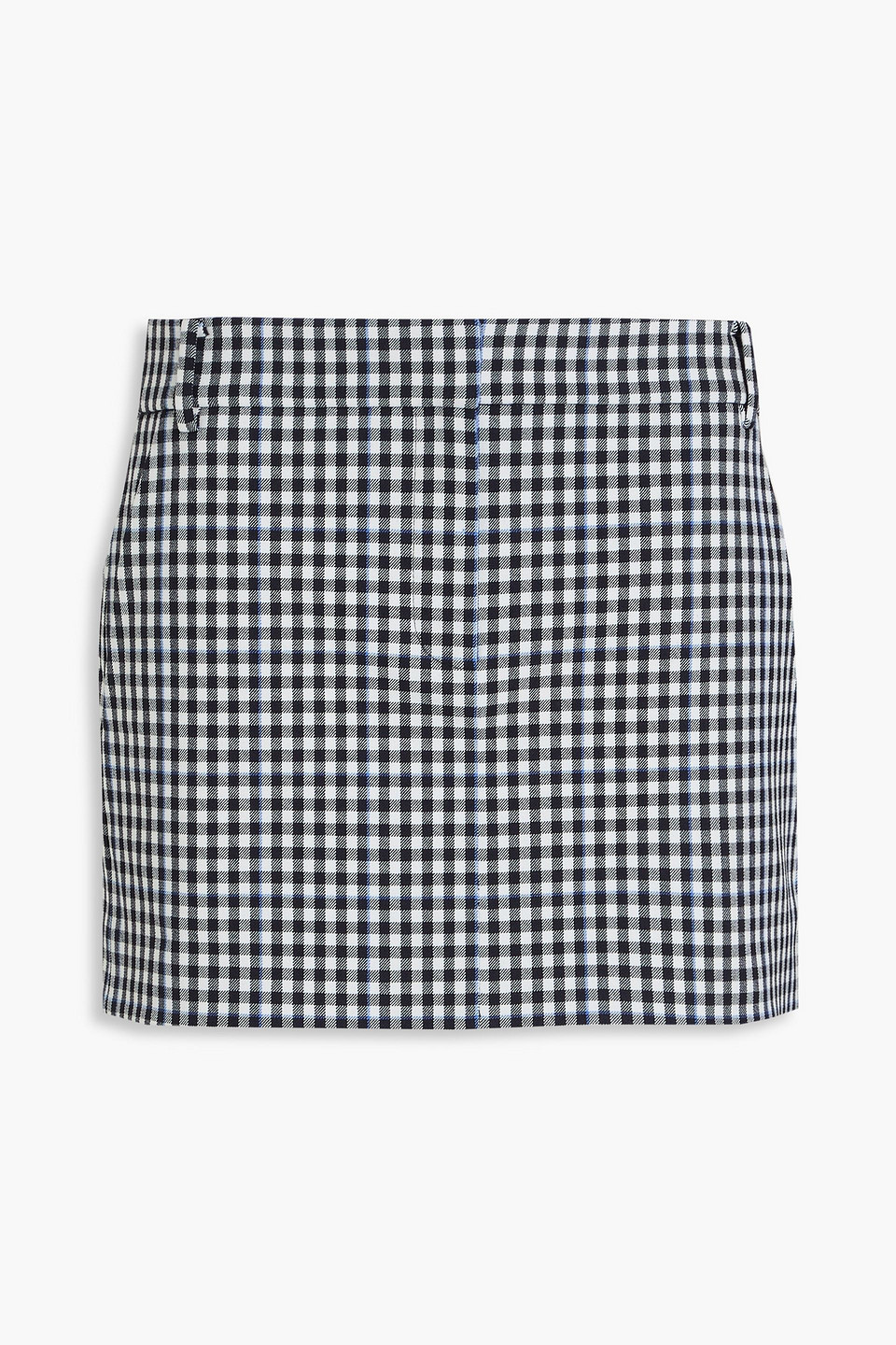 Tibi Gingham Twill Mini Skirt In Black