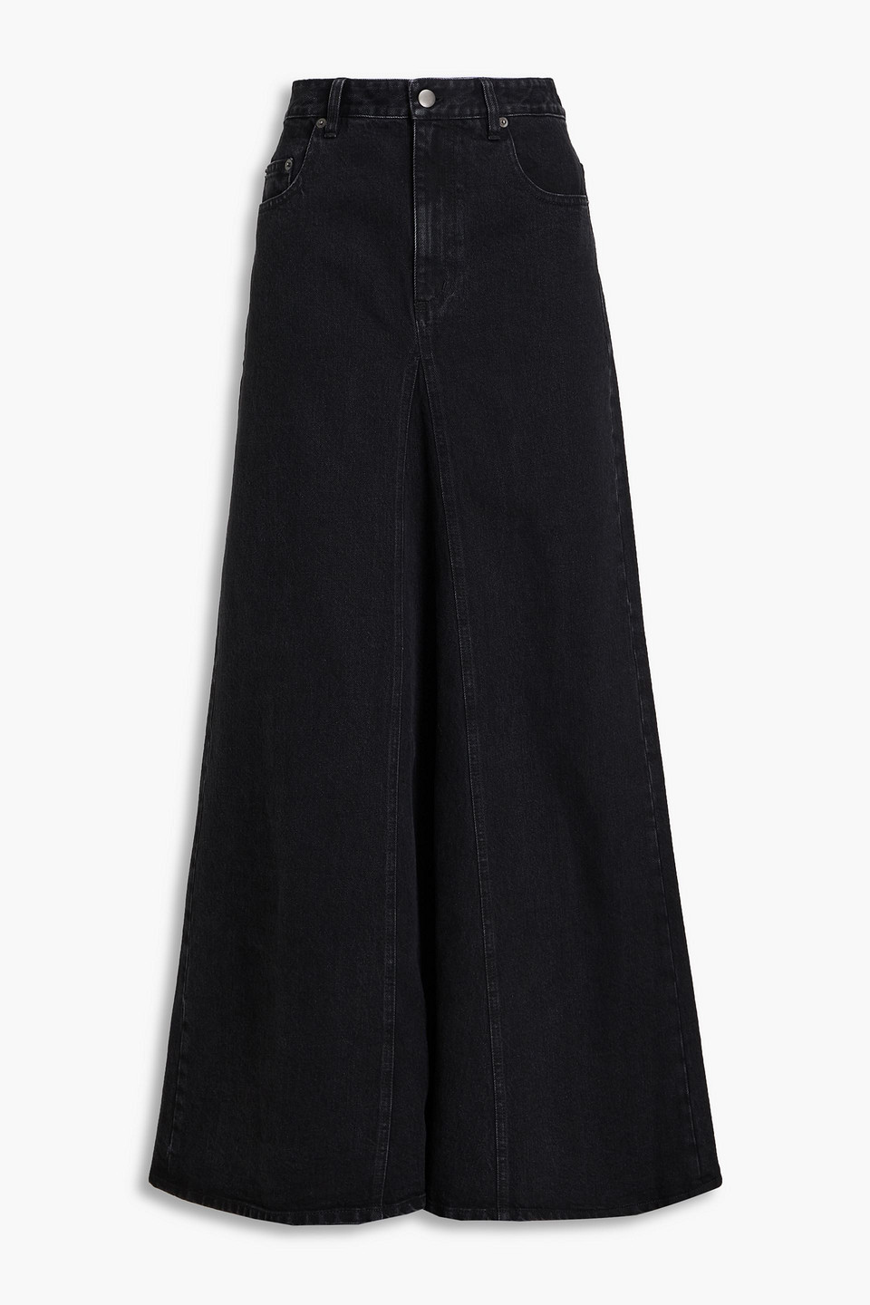 Tibi Denim Maxi Skirt In Black