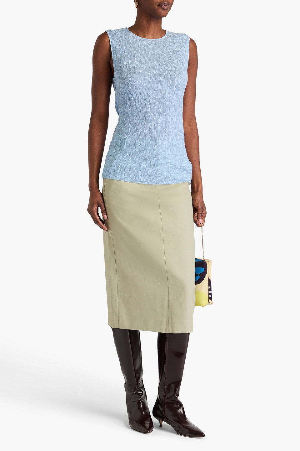  Tibi - Tanktop Aus Seersucker Aus Einer Lyocellmischung - Blau - Xxs 