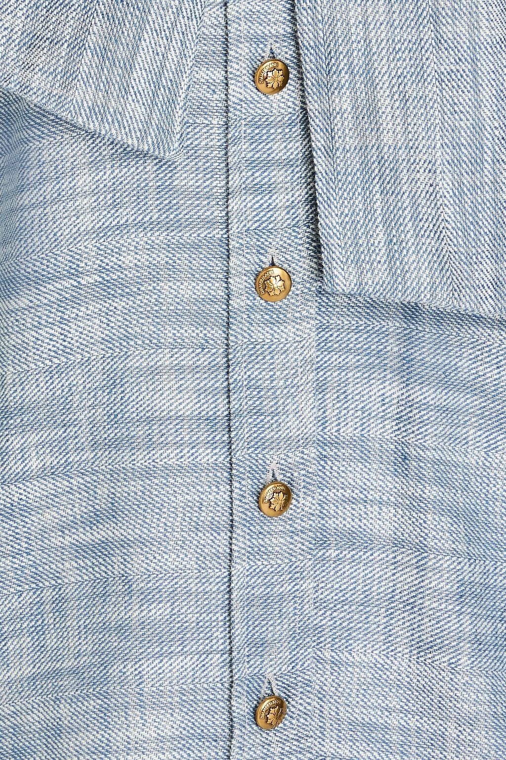 ZIMMERMANN Pussy-bow cotton and linen-blend chambray blouse