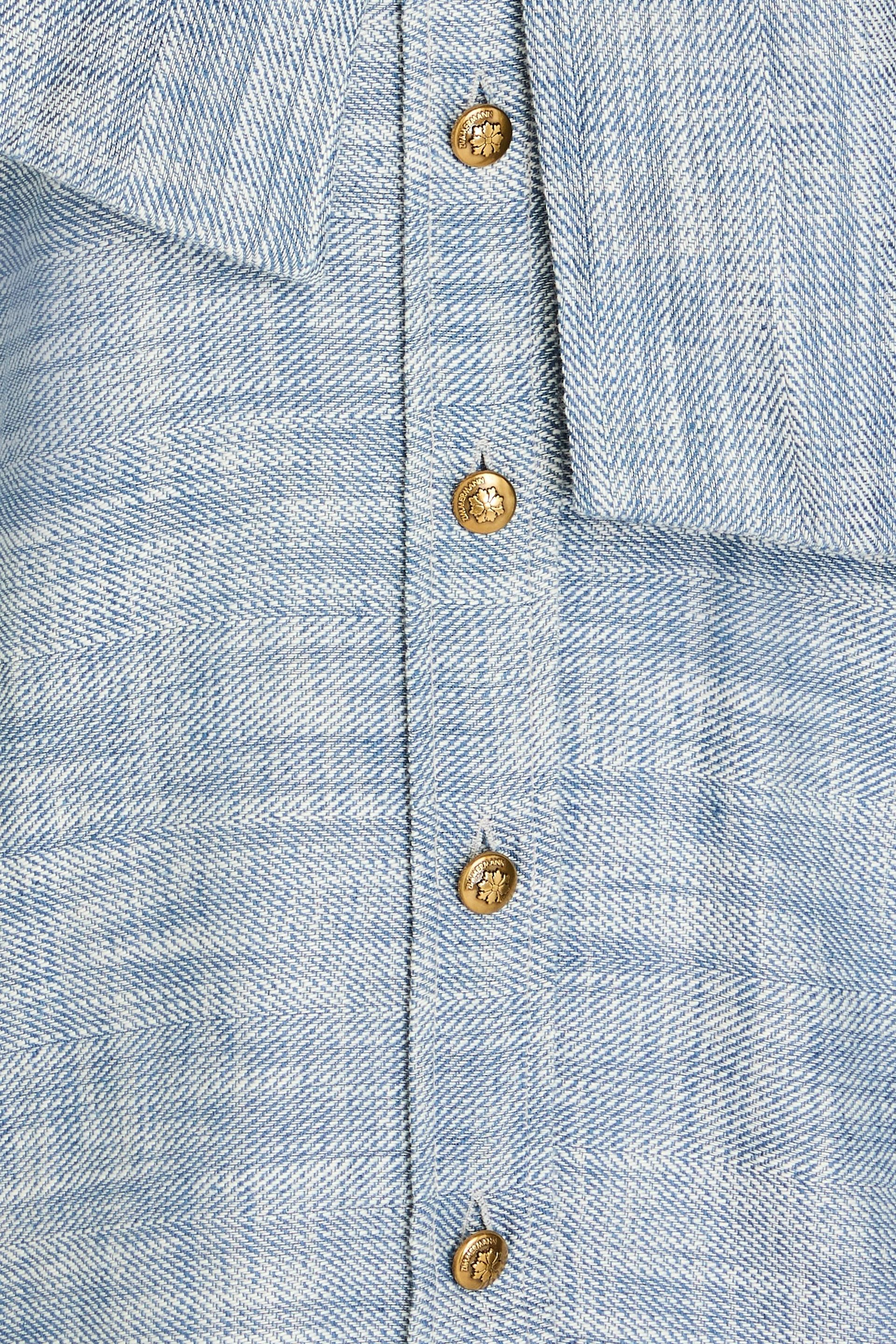 Zimmermann Pussy-bow cotton and linen-blend chambray blouse