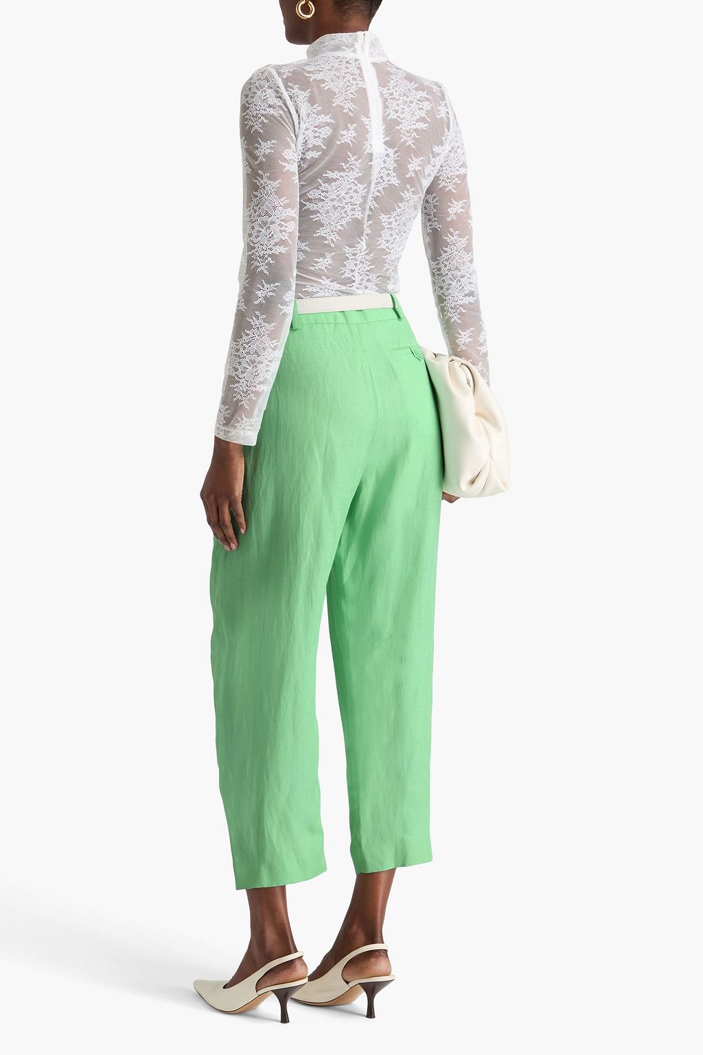 STELLA MCCARTNEY 플리츠 디테일 트윌 테이퍼드 팬츠