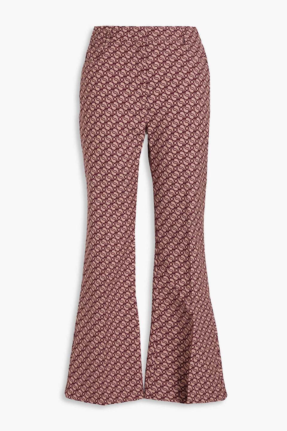 Stella Mccartney Wool-blend Jacquard Flared Pants In Burgundy