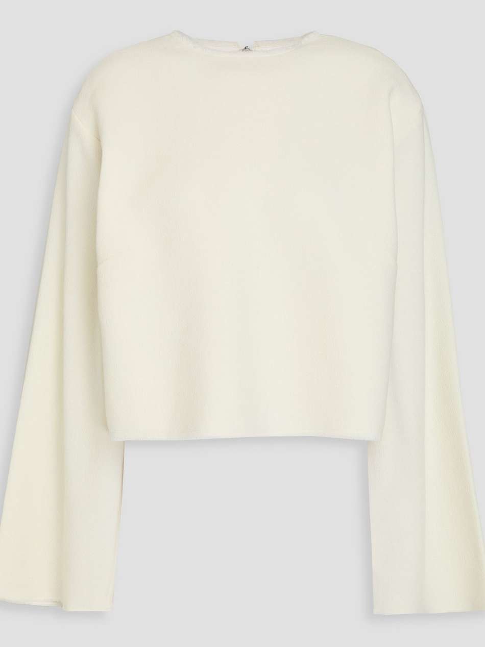 cropped wool-crepe blouse