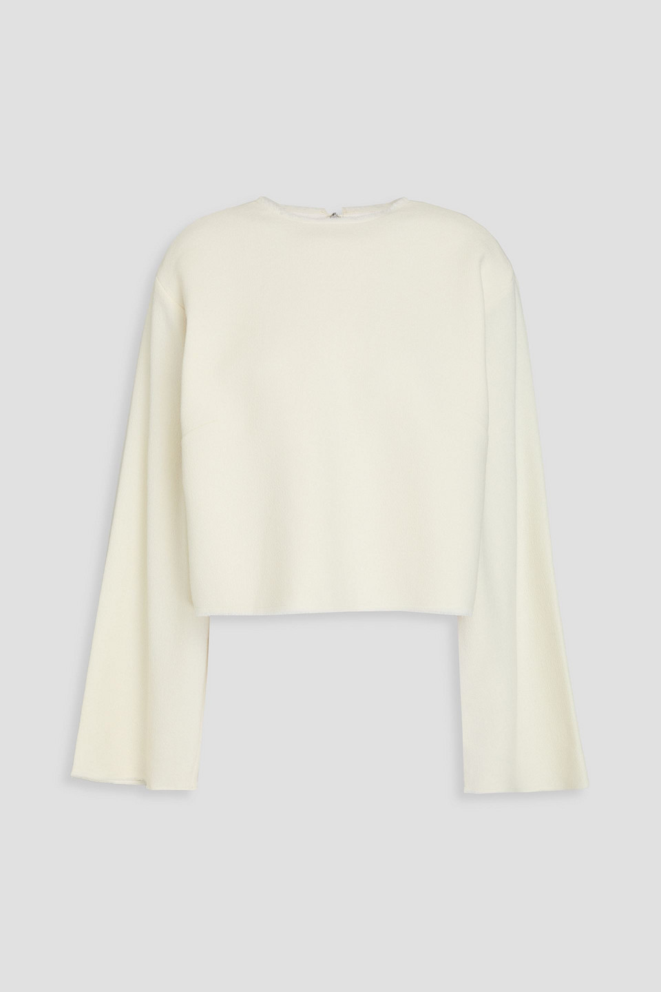 Tibi Cropped Wool-crepe Blouse In Ivory
