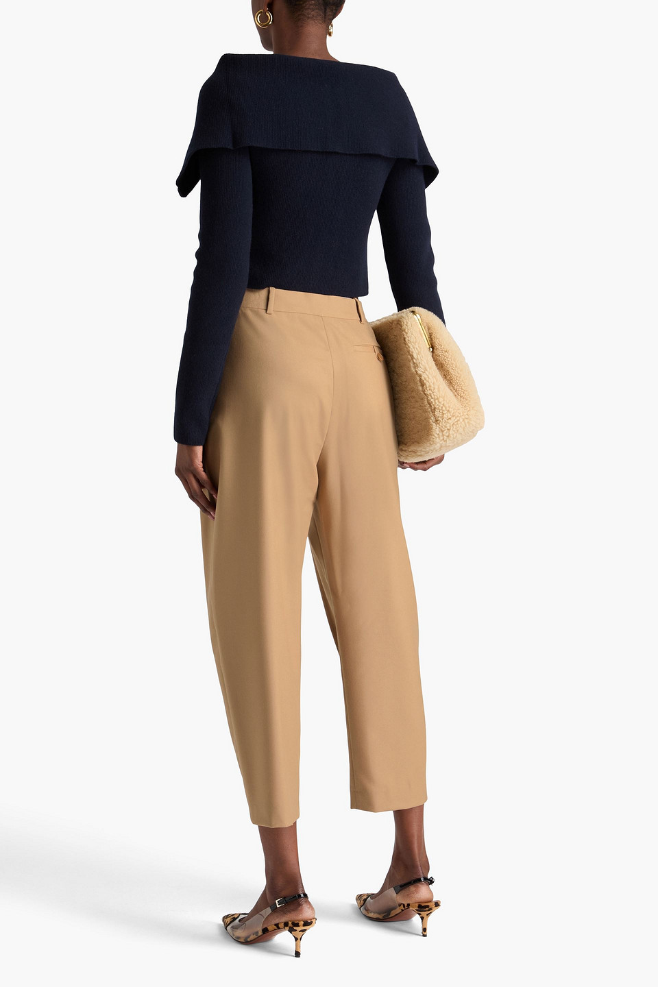  Stella Mccartney - Dawson Cropped Pleated Wool Tapered Pants - Neutral - It 36 