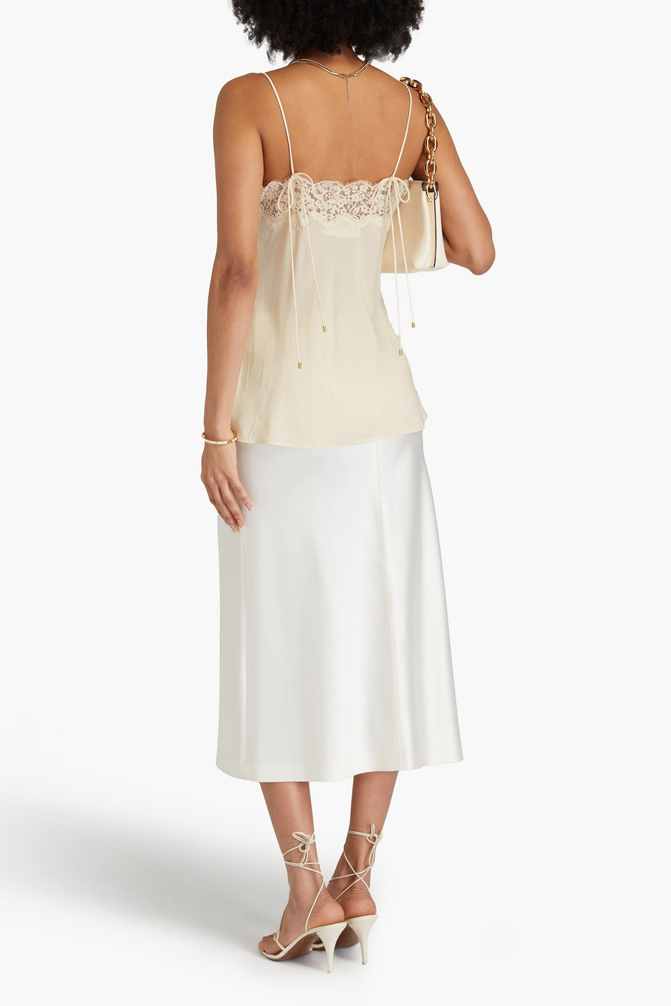 Zimmermann Lace-trimmed Crepe De Chine Camisole In Naturfarben