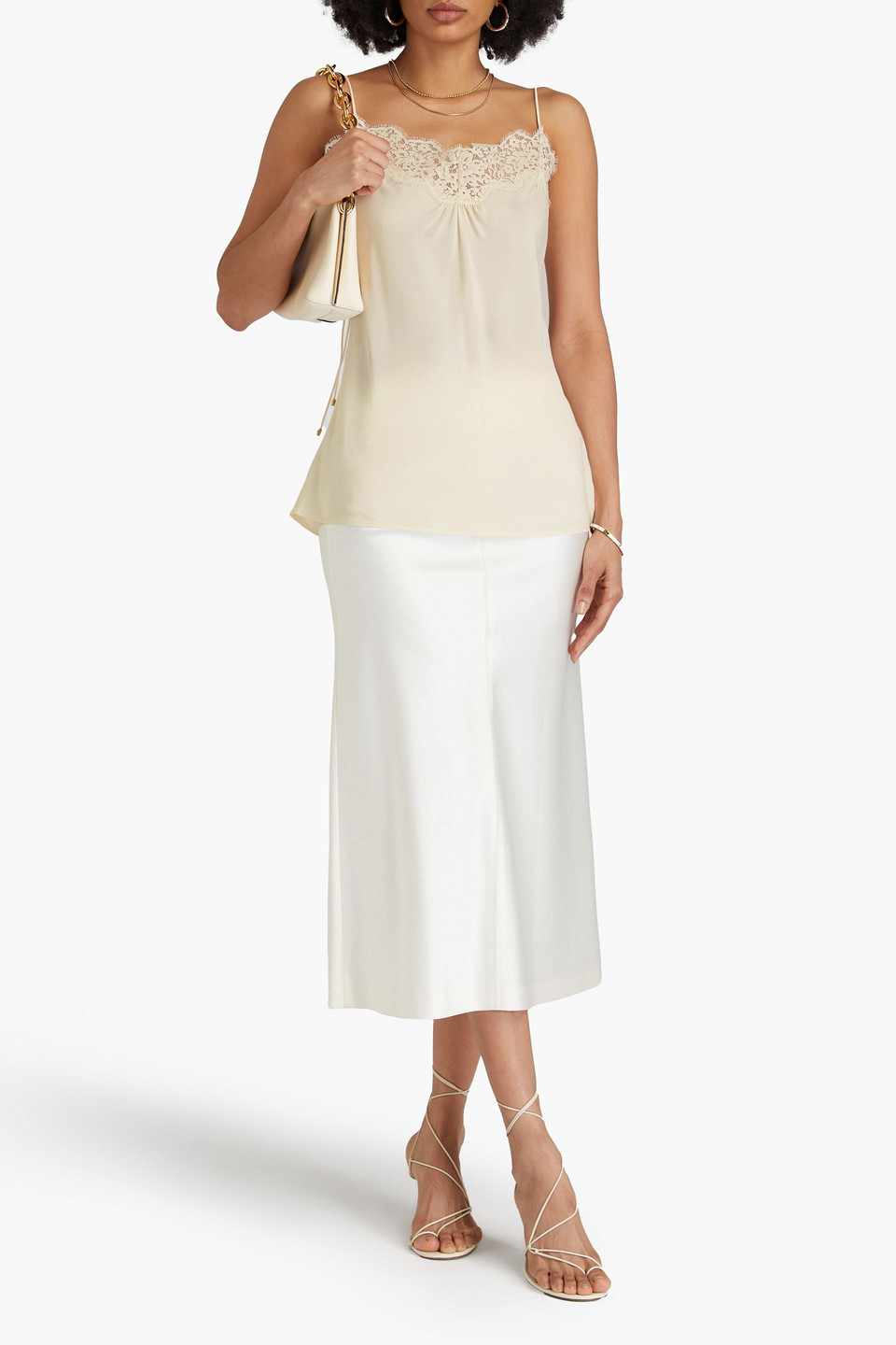Zimmermann Lace-trimmed Crepe De Chine Camisole In Naturfarben