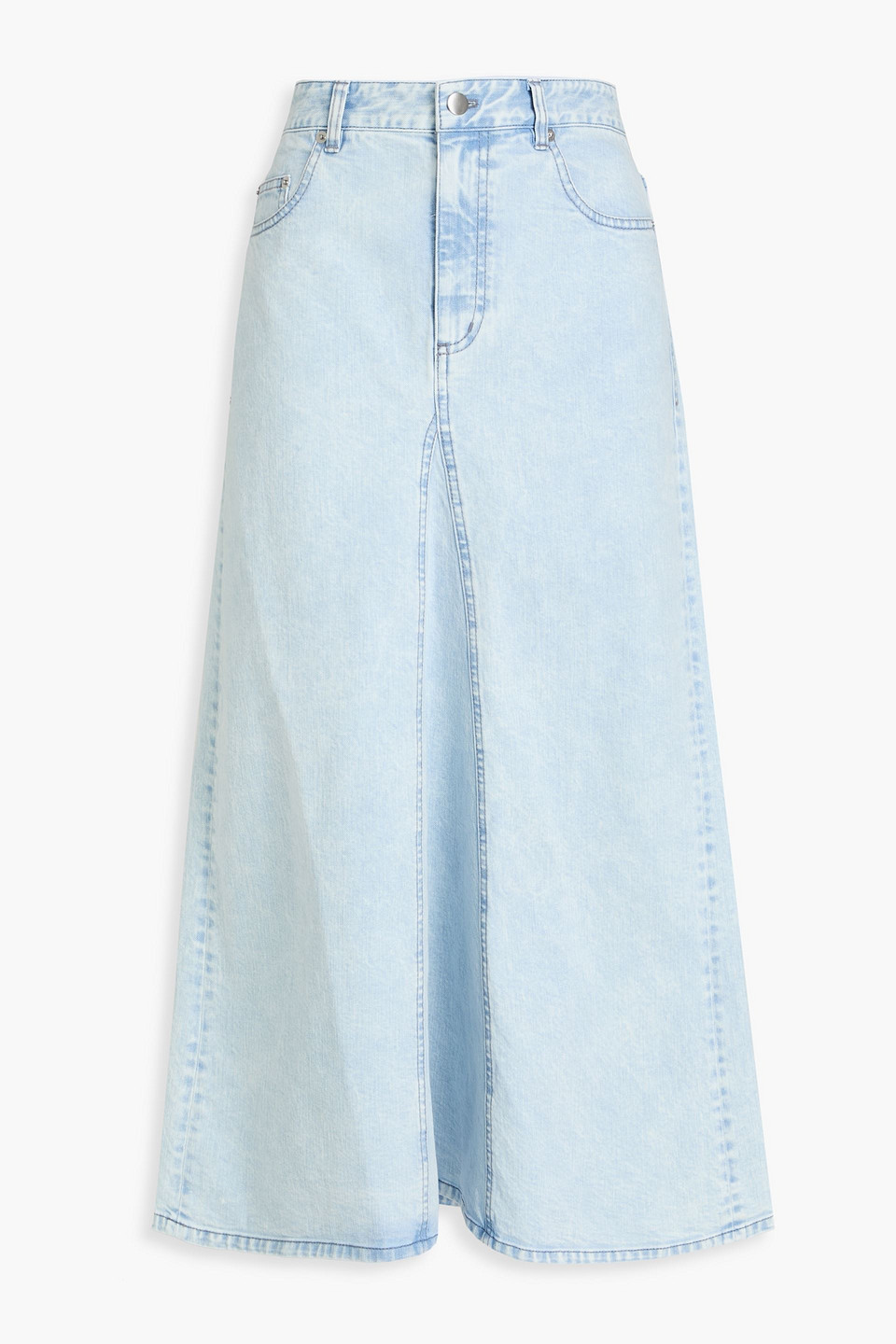 Tibi Denim Midi Skirt In Blue