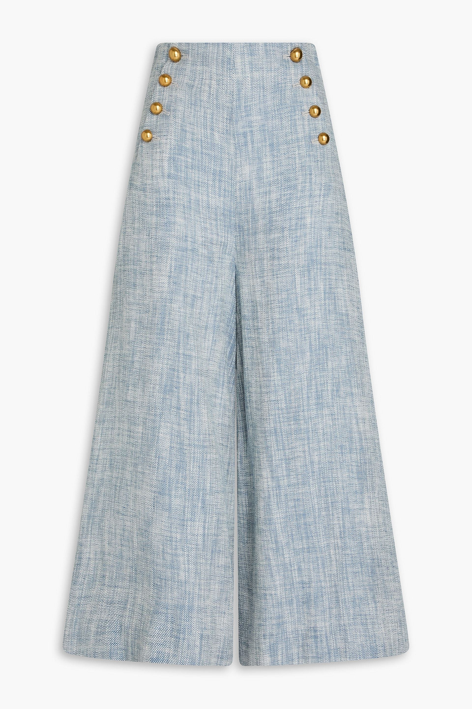 Zimmermann Culottes Aus Twill Aus Einer Baumwoll-leinenmischung In Blau