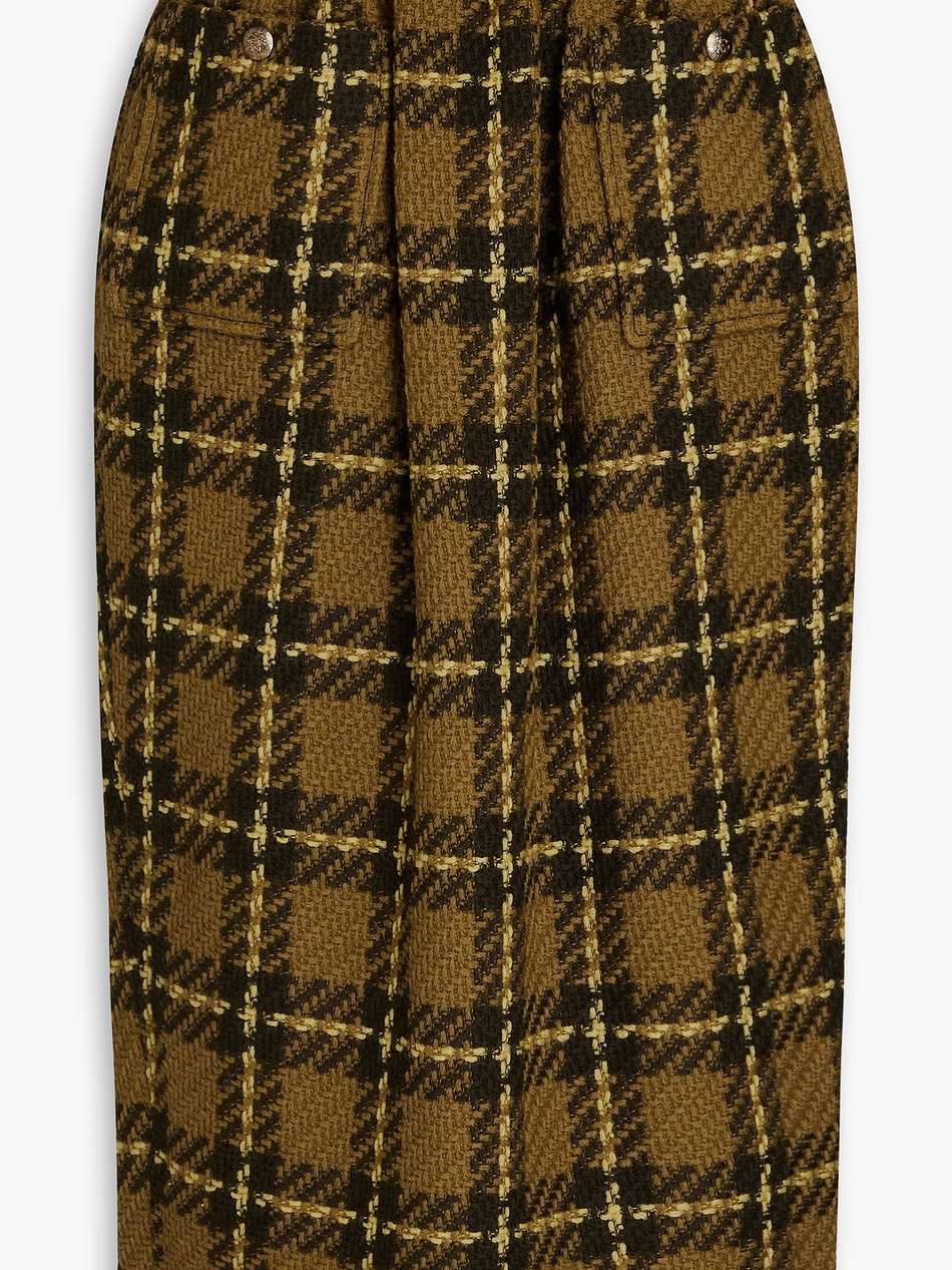 checked wool-tweed midi skirt