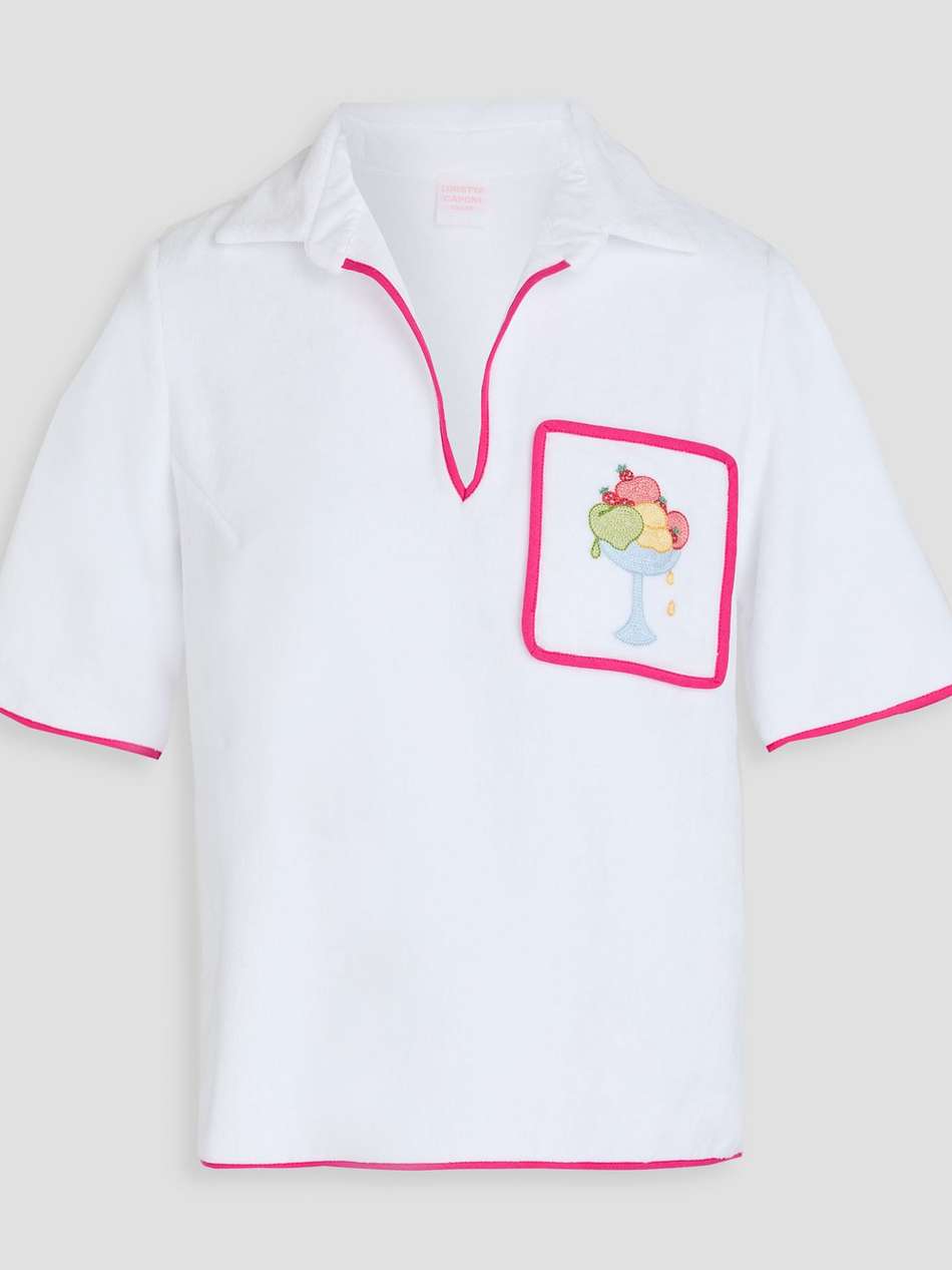 alda embroidered cotton-terry top