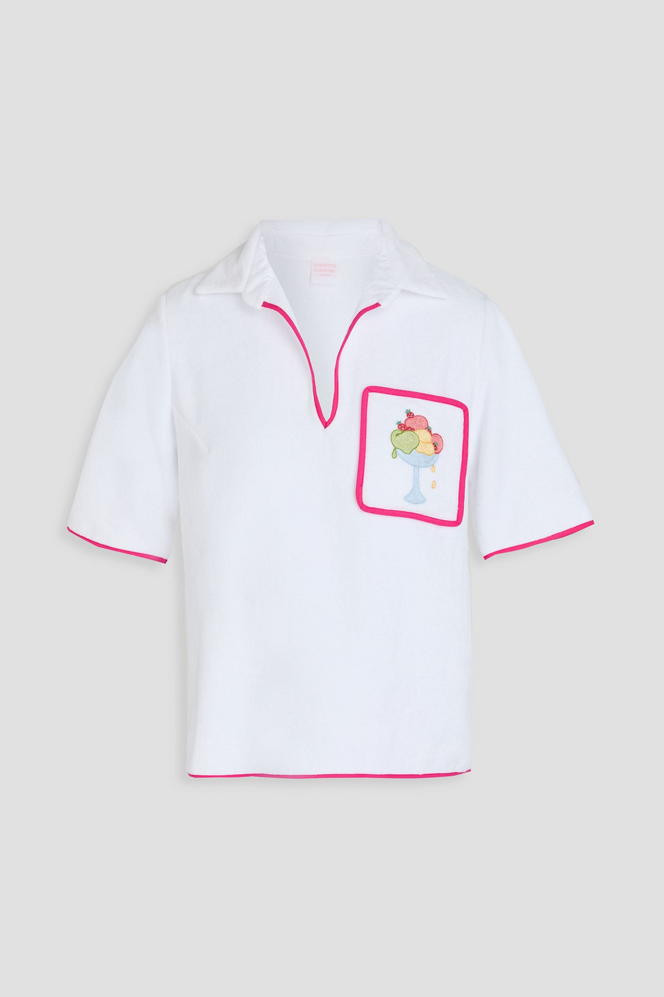 Alda embroidered cotton-terry top