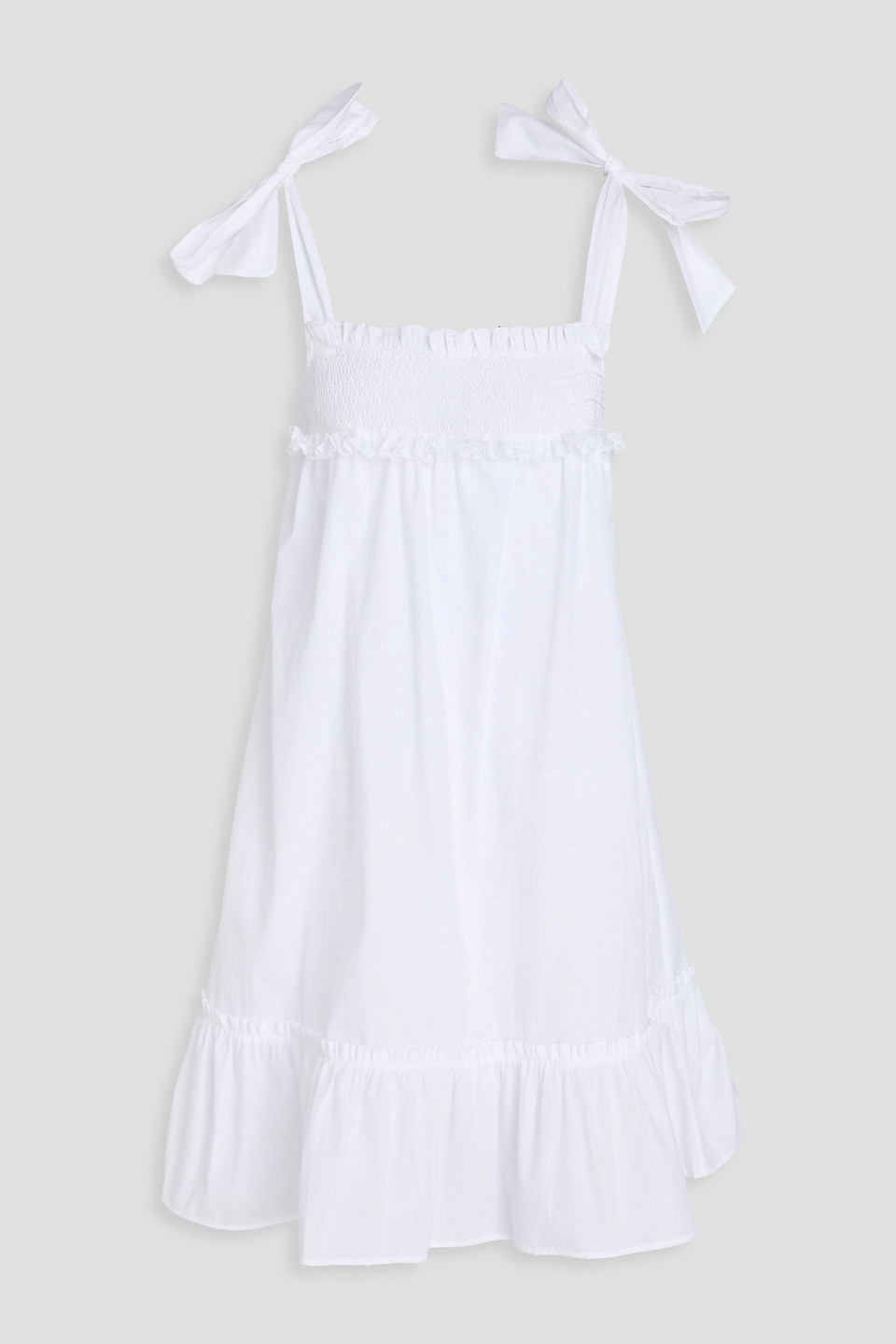 Loretta Caponi Armida Ruffled Cotton-poplin Dress In White