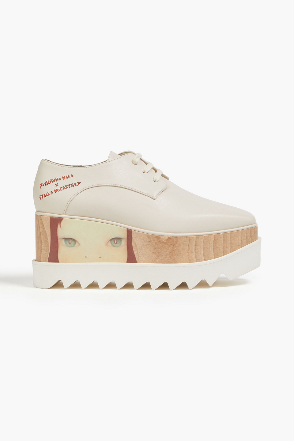 stella mccartney - yoshimoto nara elyse printed platform brogues - white - eu 40