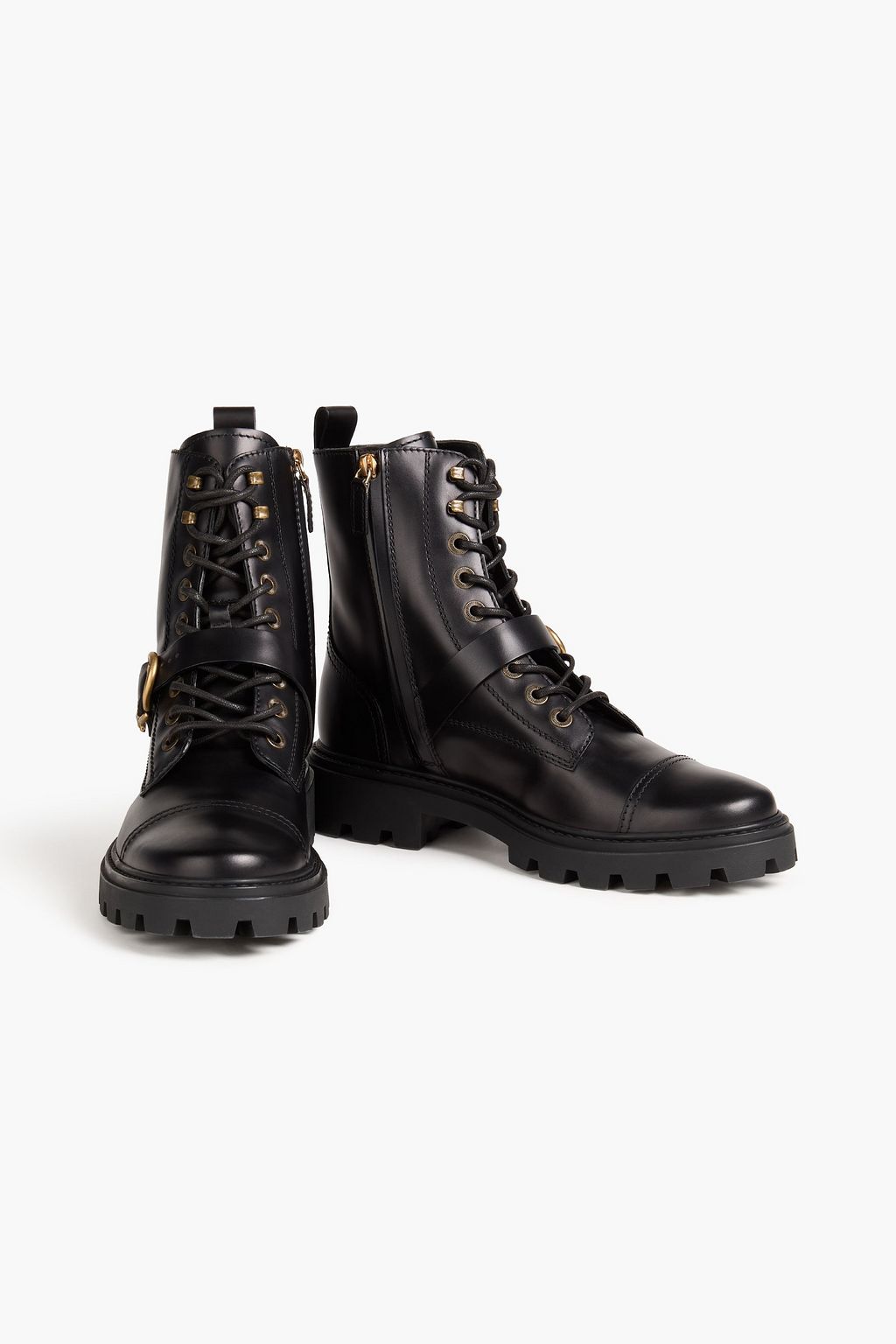 TOD'S بوت كومبات من الجلد مزوّد بإبزيم