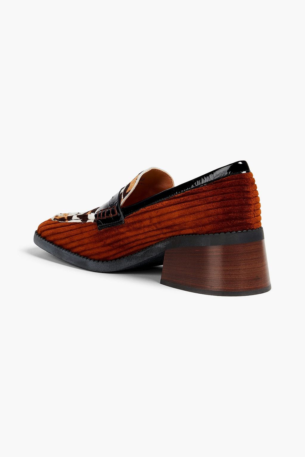 TOD'S حذاء بكعب عالٍ من وبر العجل والمخمل المضلّع بطبعة جلد الفهد