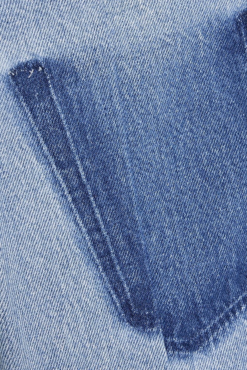 EB DENIM Frayed mid-rise straight-leg jeans