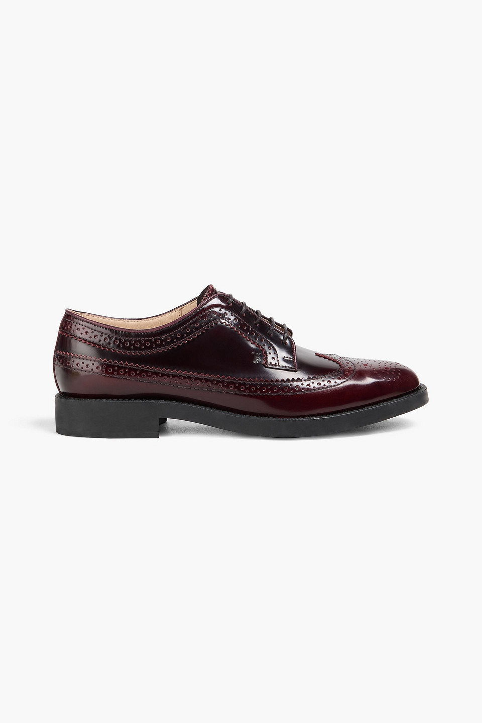 Tod's Glossed-leather Brogues In Brown