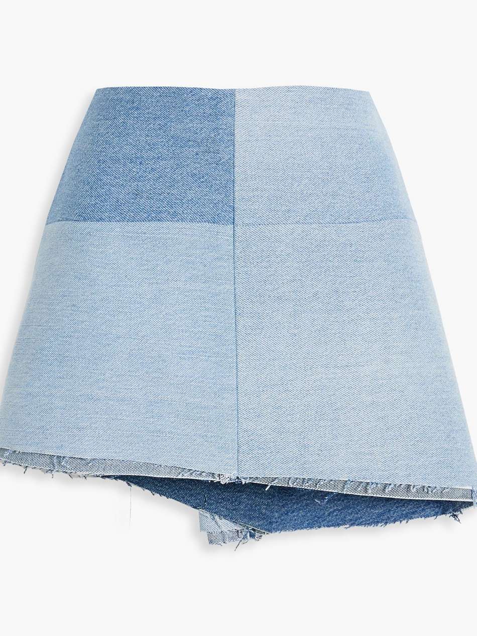 asymmetric patchwork denim skirt