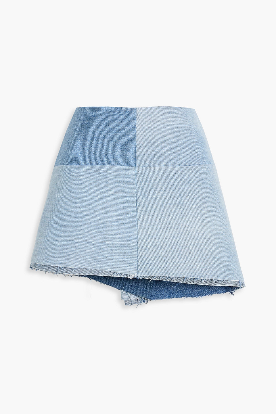 Eb Denim Asymmetric Patchwork Denim Skirt In Light Denim