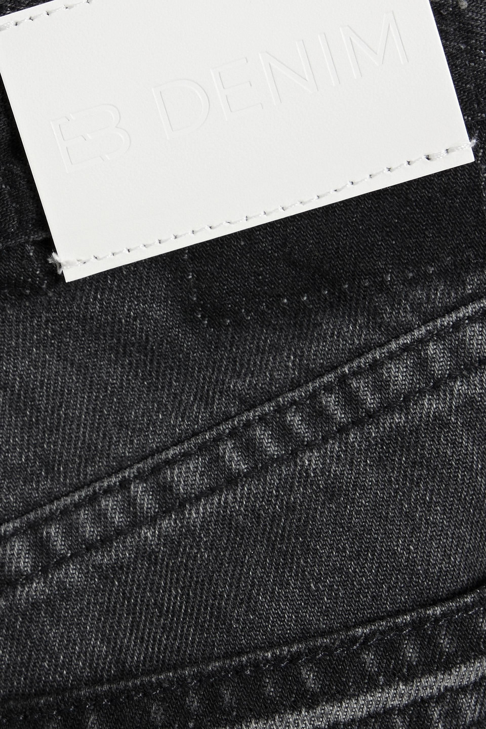 EB DENIM UNRAVELED TWO HIGH-RISE STRAIGHT-LEG JEANS