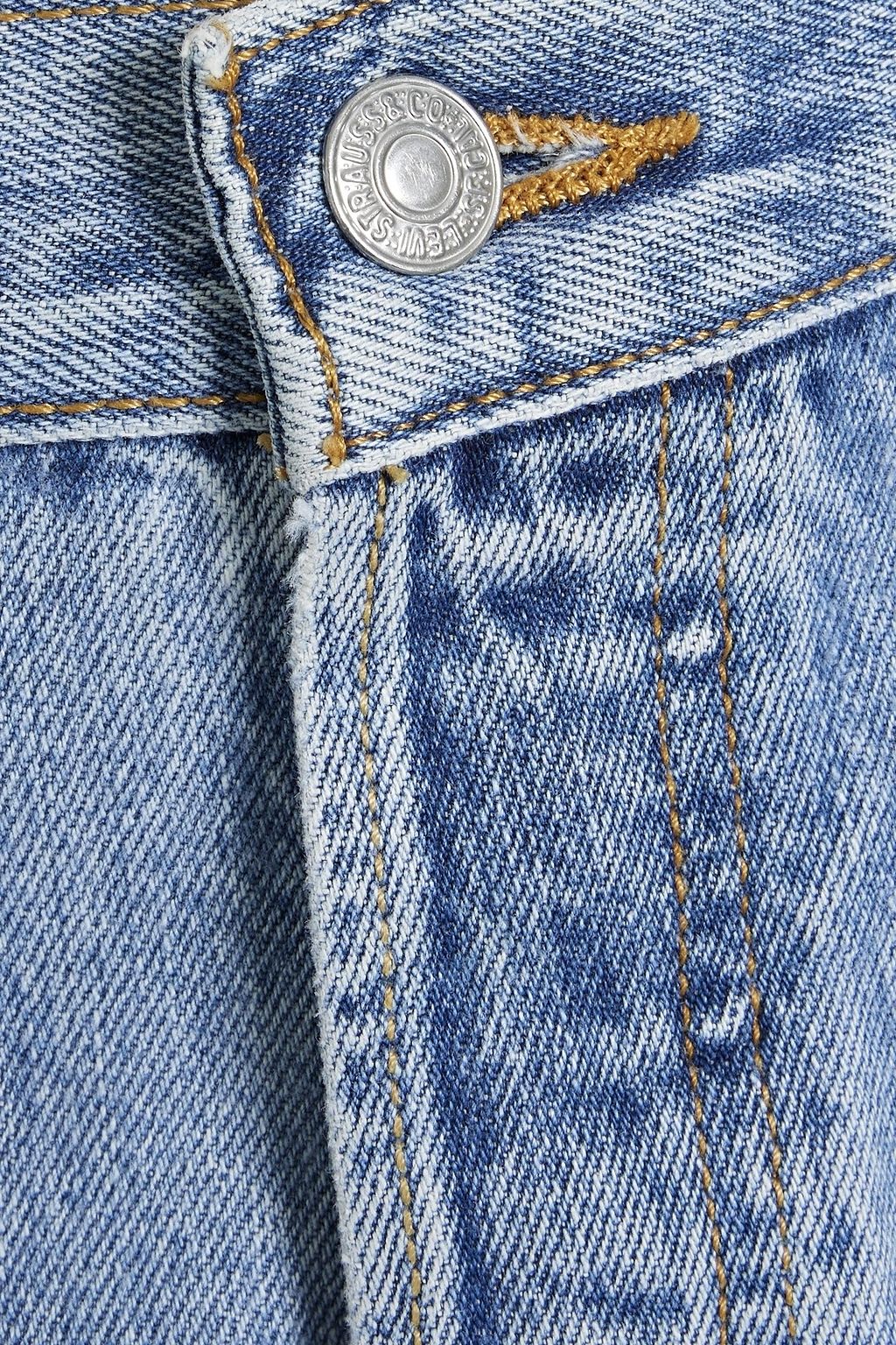 EB DENIM Unraveled frayed high-rise straight-leg jeans