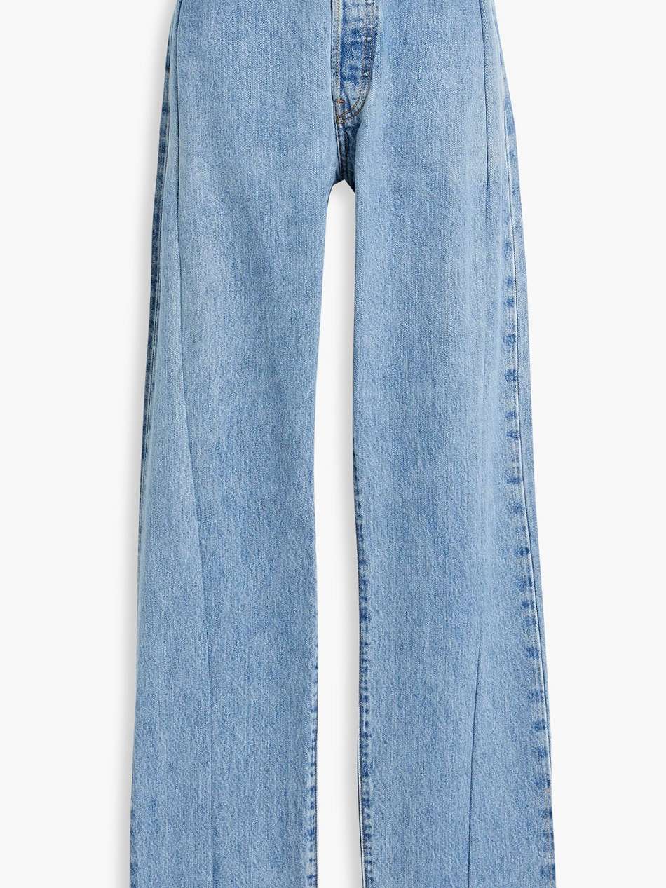 unraveled frayed high-rise straight-leg jeans