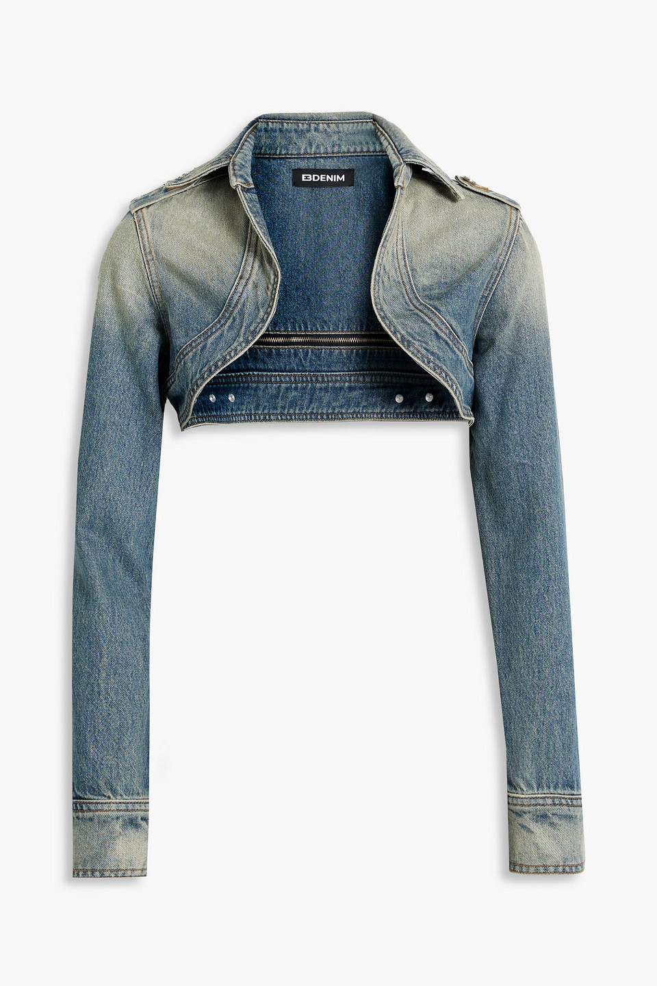 Eb Denim Faded Denim Bolero In Mid Denim