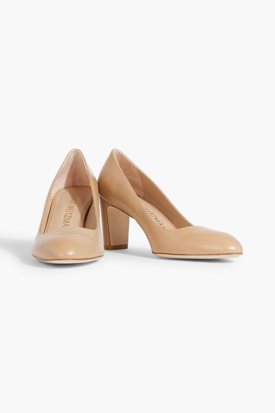 Stuart Weitzman Vida 75 Block Heel Pumps In Beige