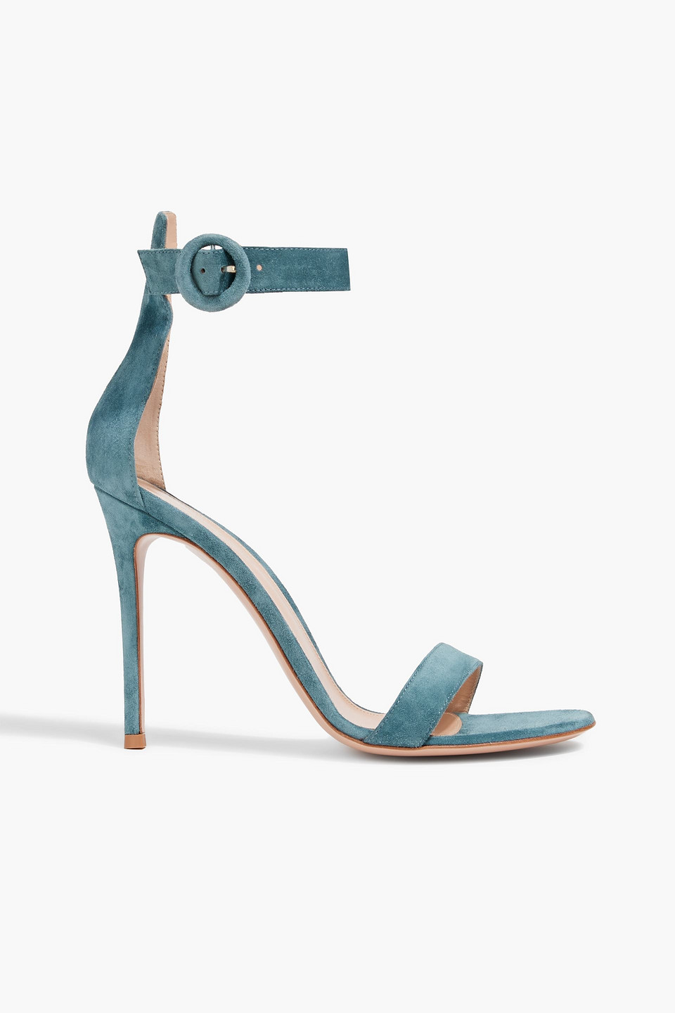 Shop Gianvito Rossi Portofino 105 Suede Sandals In Slate Blue