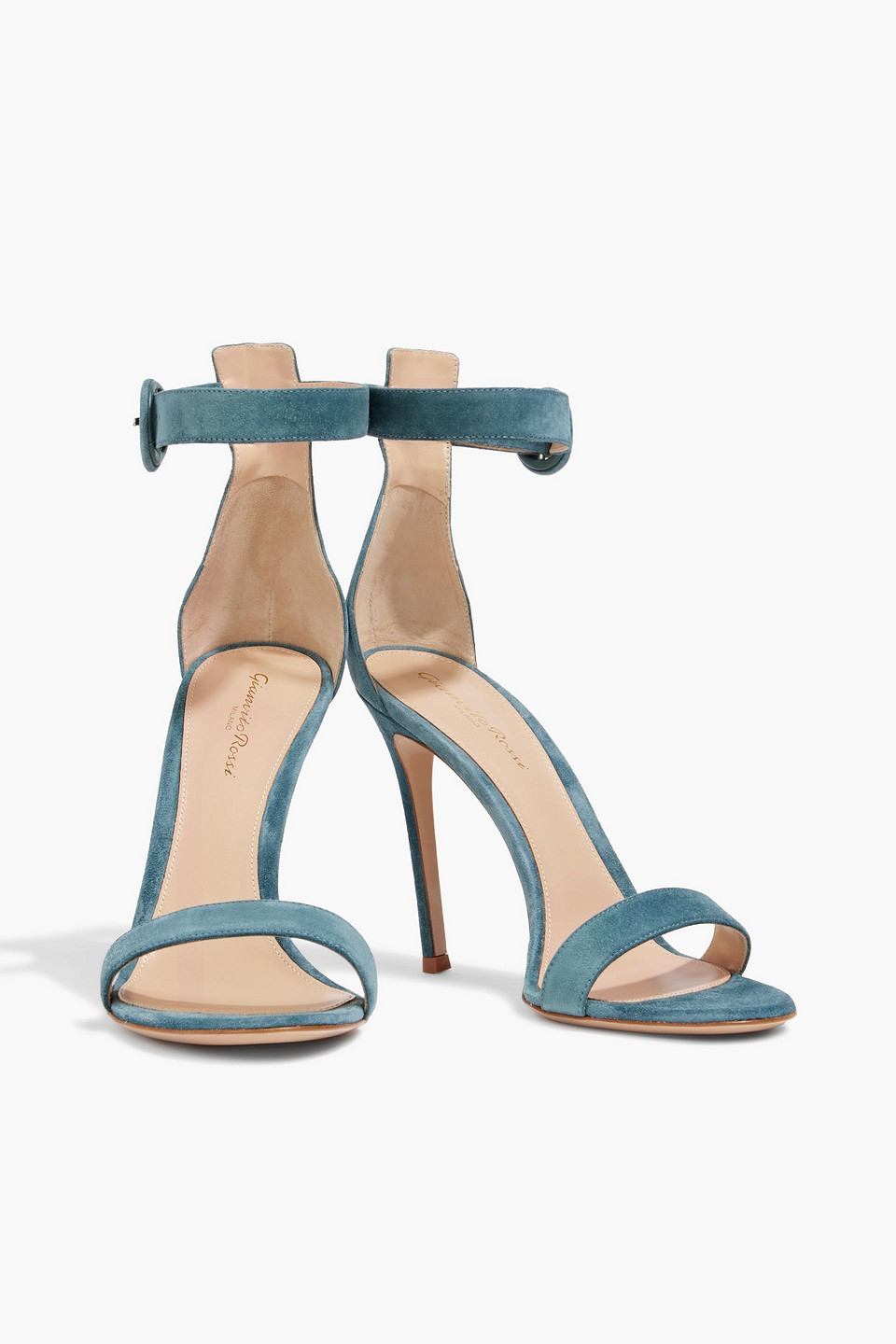 Shop Gianvito Rossi Portofino 105 Suede Sandals In Slate Blue