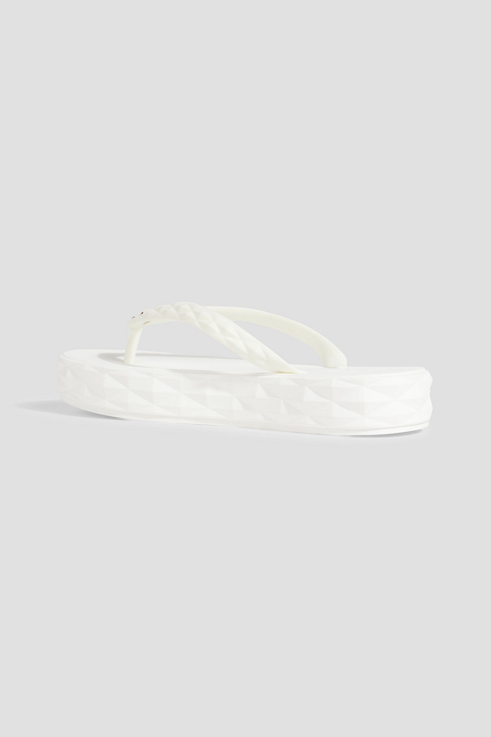 JIMMY CHOO DIAMOND EMBOSSED RUBBER PLATFORM FLIP FLOPS