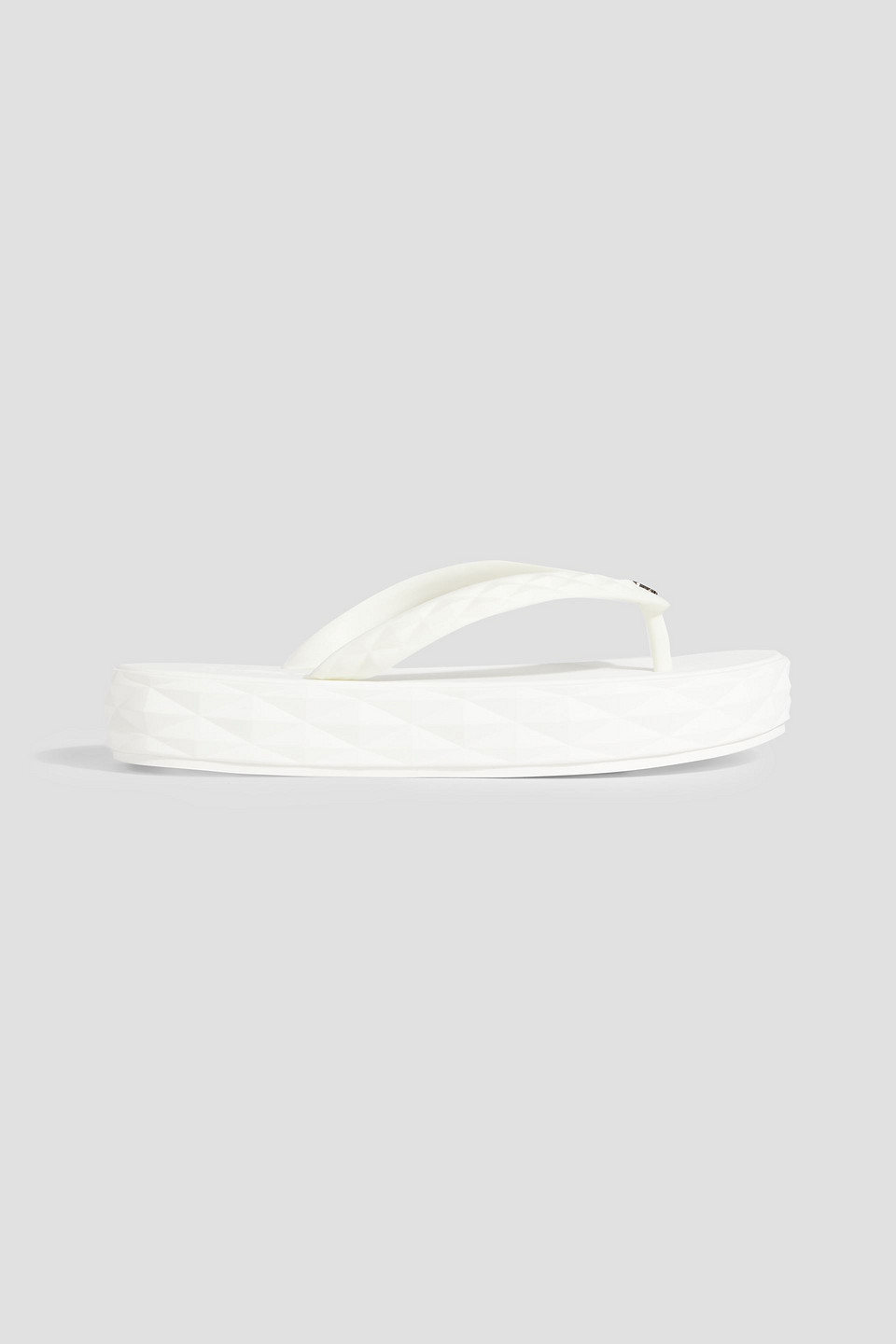 JIMMY CHOO DIAMOND EMBOSSED RUBBER PLATFORM FLIP FLOPS