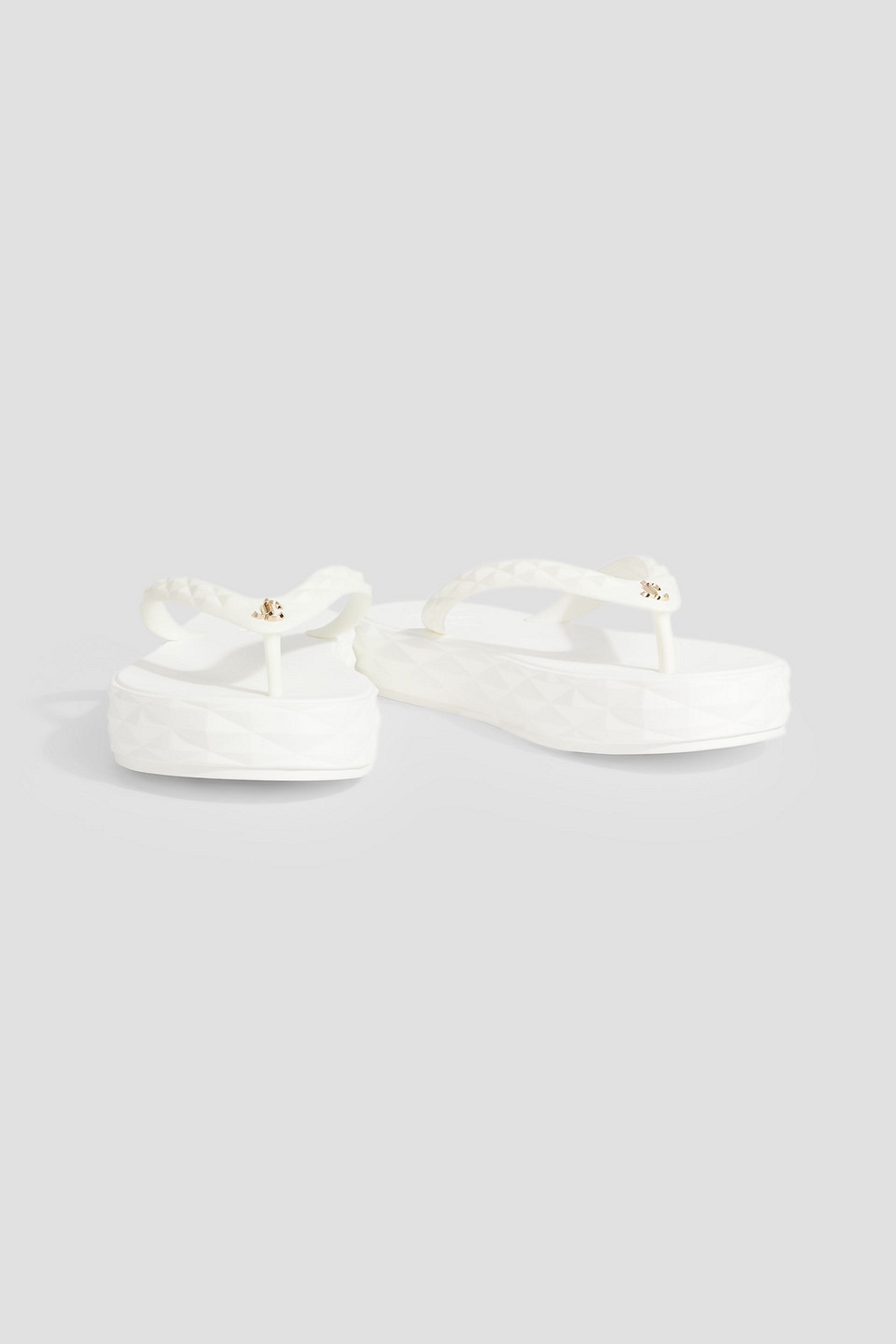 JIMMY CHOO DIAMOND EMBOSSED RUBBER PLATFORM FLIP FLOPS