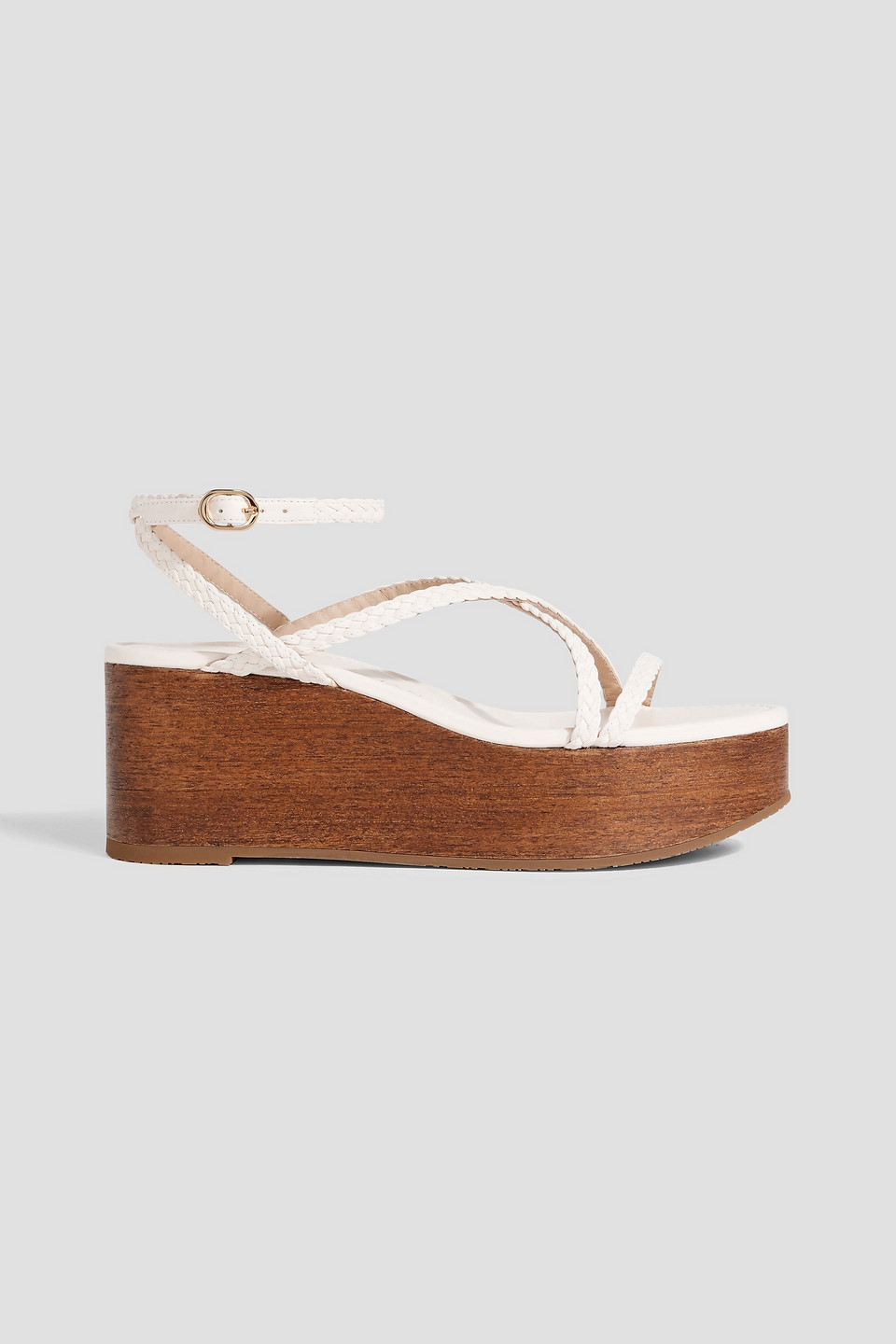 Stuart Weitzman Wovette Braided Leather Platform Sandals In Ecru