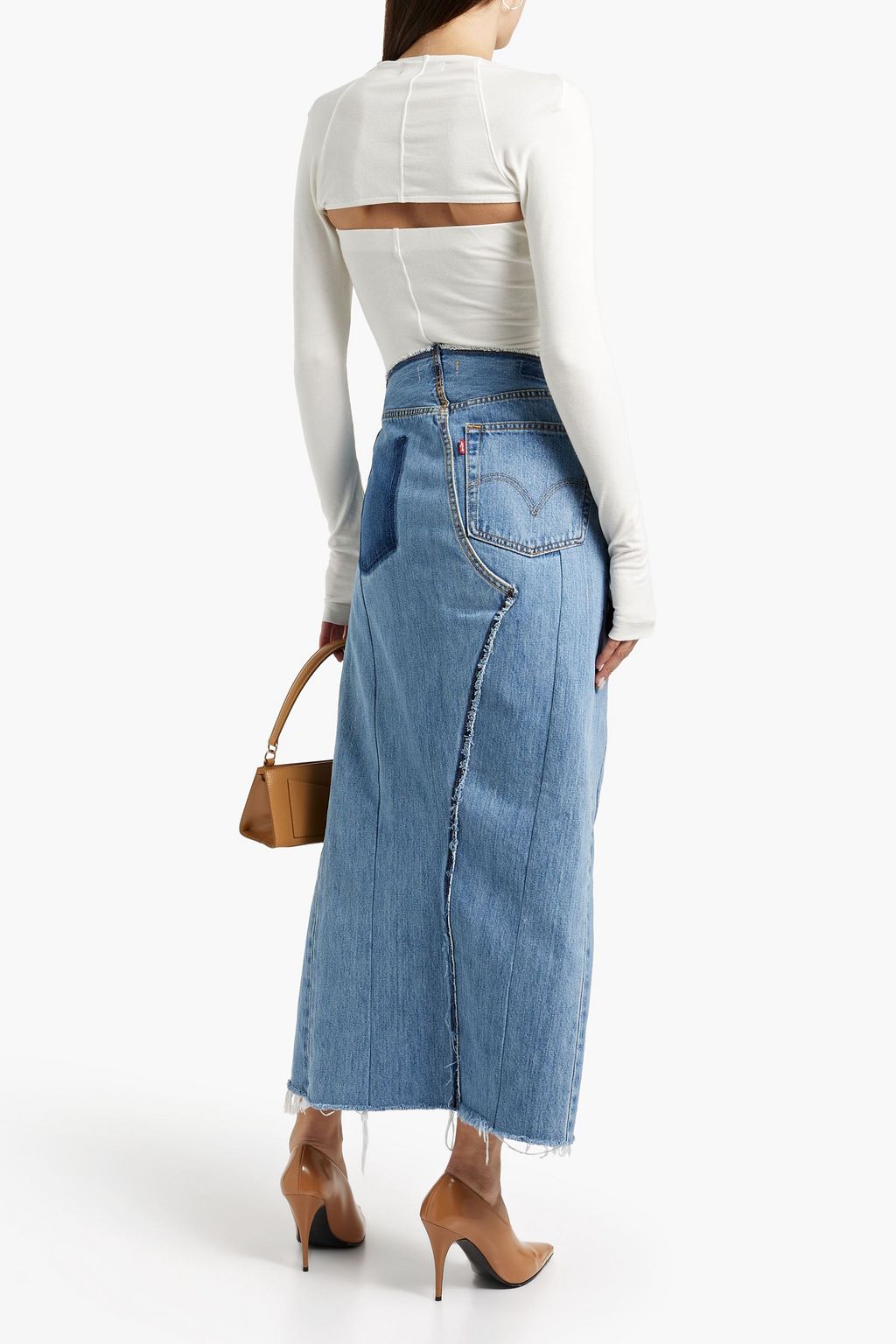 EB DENIM Convertible stretch cotton and modal-blend jersey top