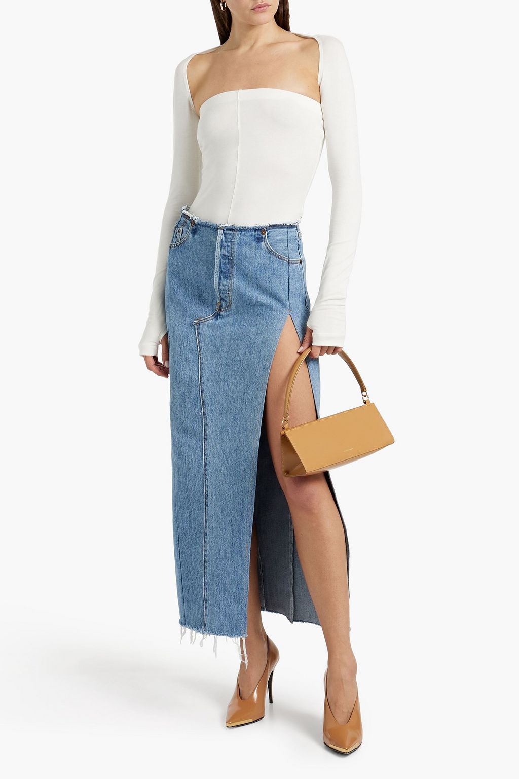 EB DENIM Convertible stretch cotton and modal-blend jersey top