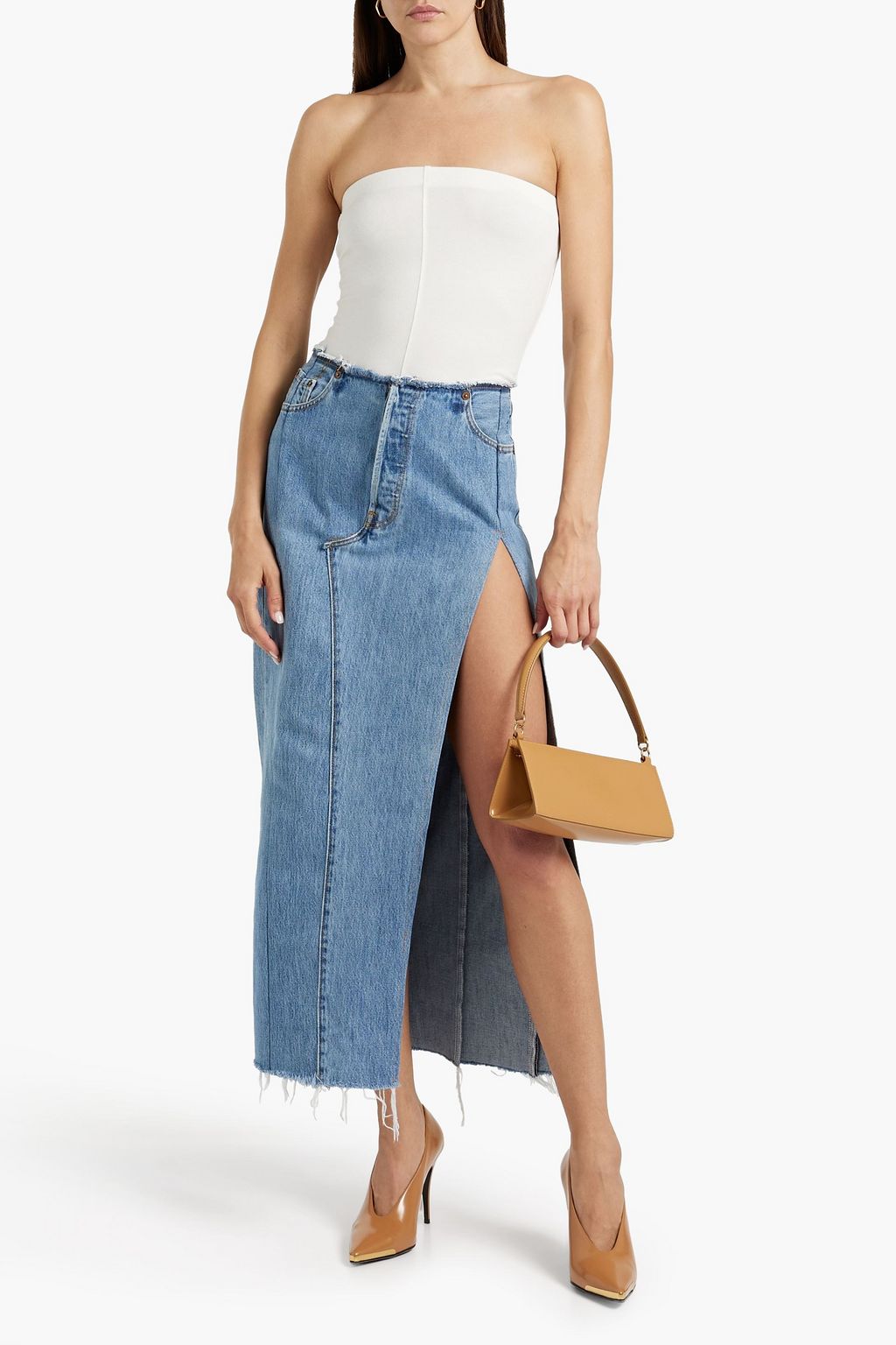 EB DENIM Convertible stretch cotton and modal-blend jersey top