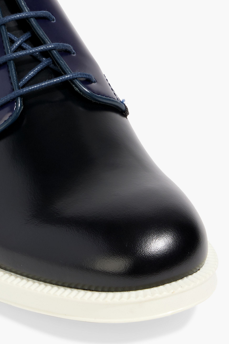 Tod's Color-block Glossed-leather Brogues In Midnight Blue