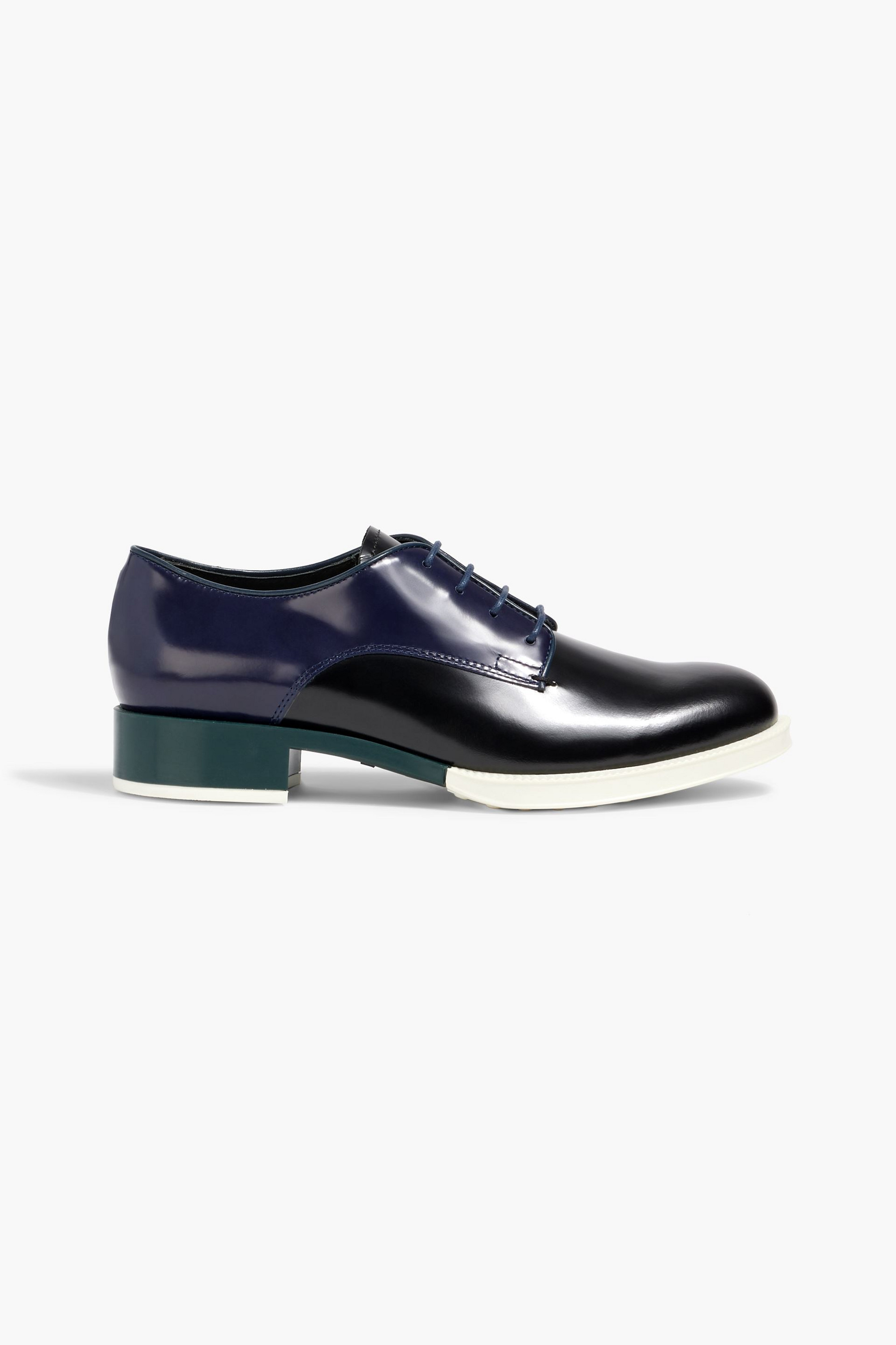 Tod's Color-block glossed-leather brogues