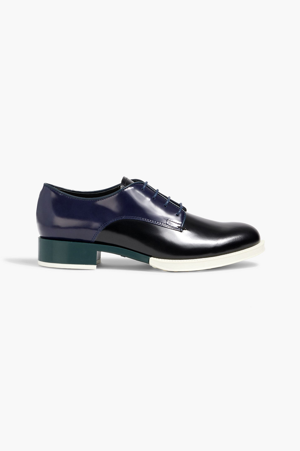 Tod's Color-block Glossed-leather Brogues In Multi