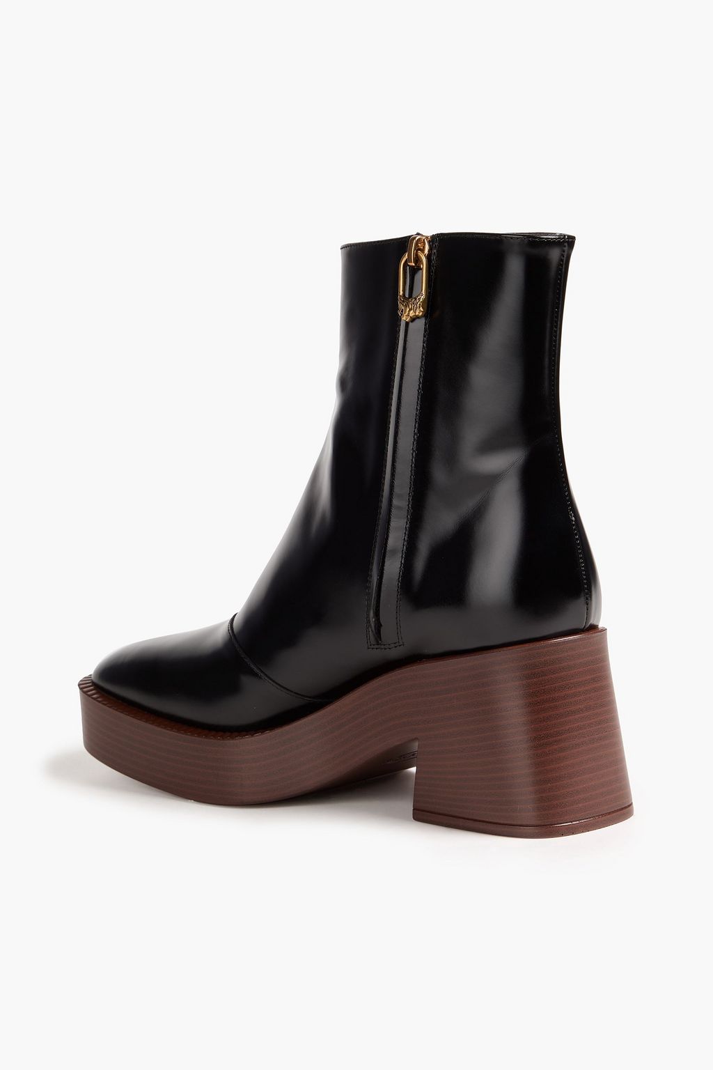 TOD'S بوت بطول الكاحل من الجلد اللامع بنعل سميك