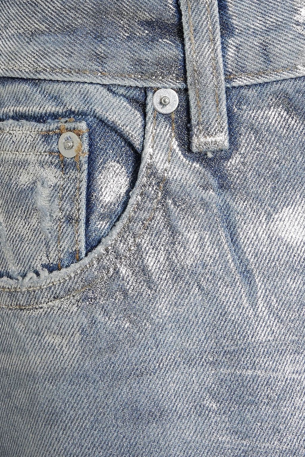 EB DENIM Metallic high-rise straight-leg jeans