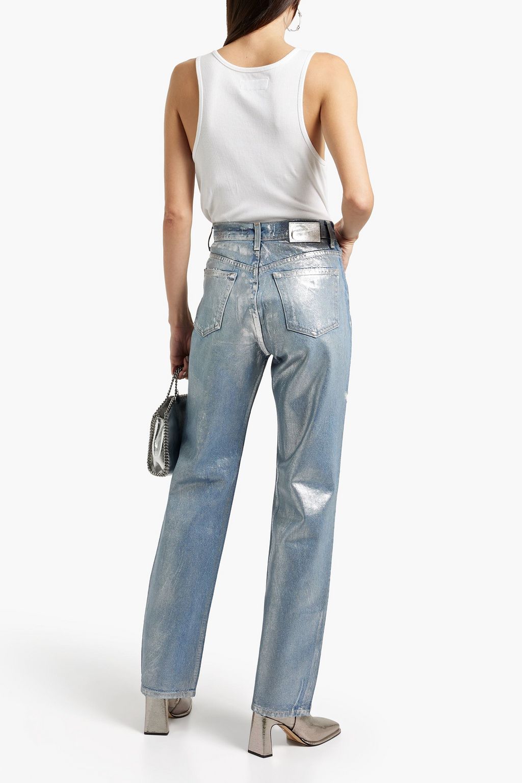EB DENIM Metallic high-rise straight-leg jeans