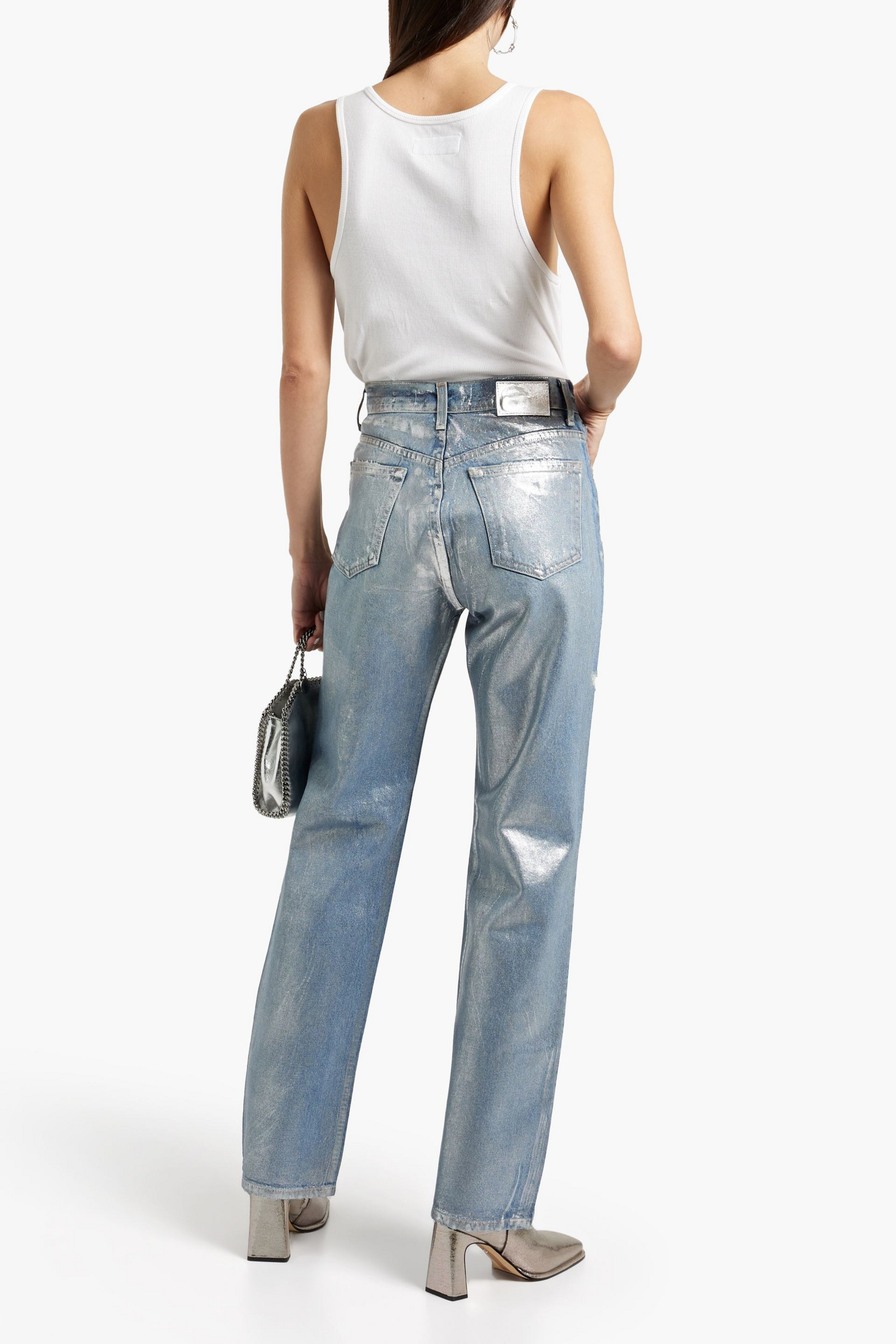 EB Denim Coated metallic high-rise straight-leg jeans thumbnail