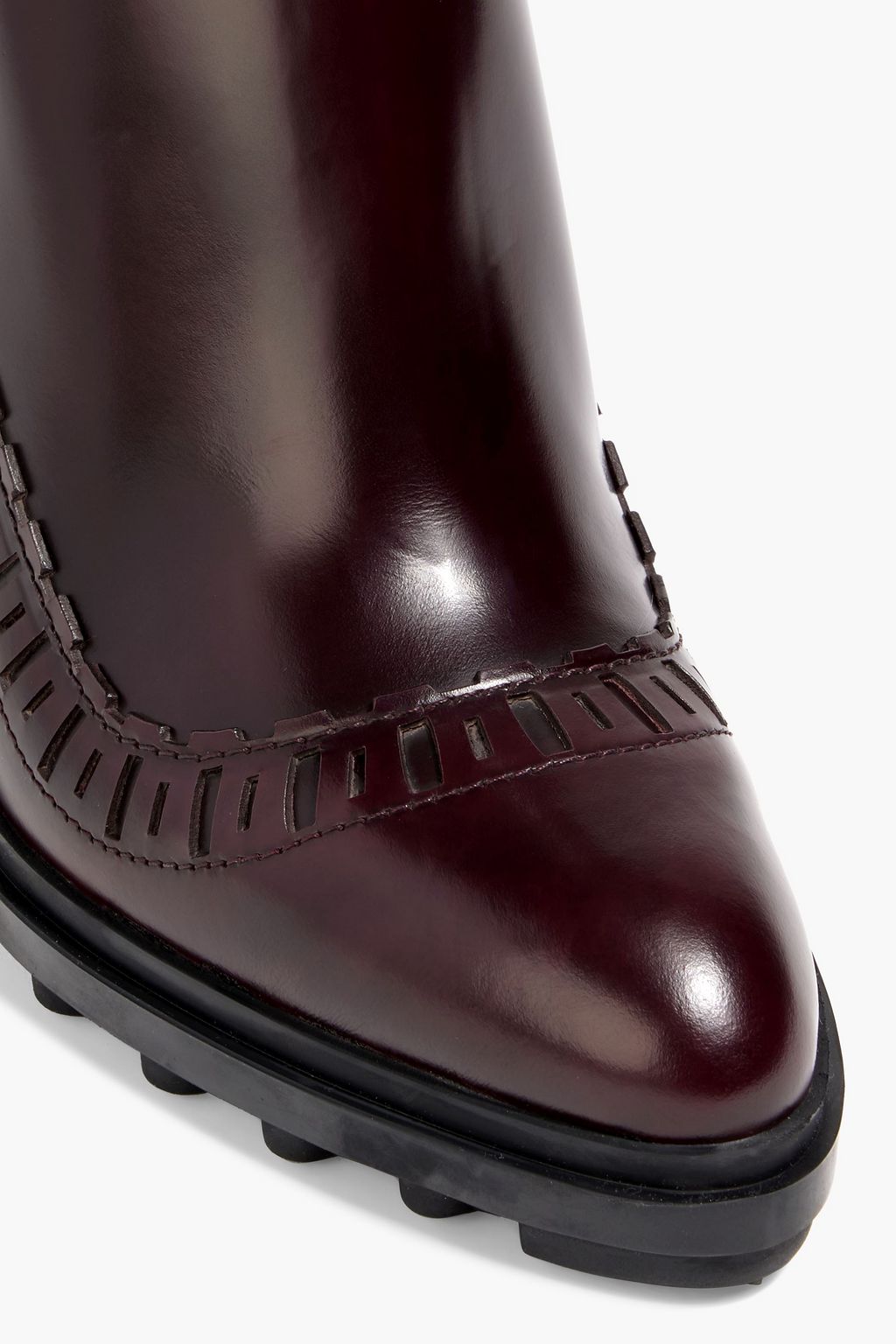 TOD'S Buckled laser-cut glossed-leather ankle boots