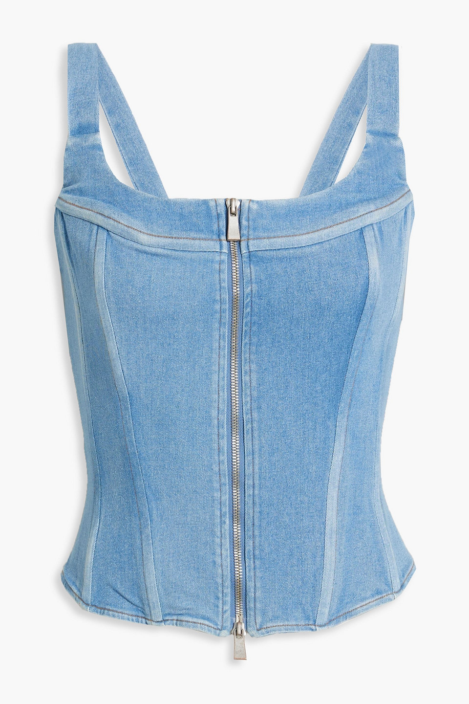 Eb Denim Rainy Denim Bustier Top In Light Denim