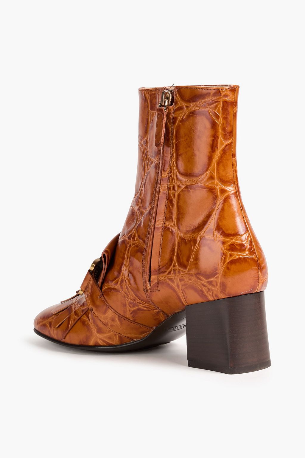 TOD'S Kate クロコ風レザー アンクルブーツ